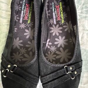 Skechers Black Flats with Buckle Detail